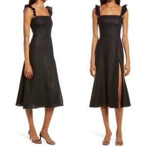 NWT Reformation Spaulding Linen Dress in Black